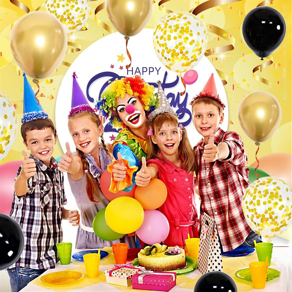 12inch 50pcs Gold Black Latex Balloon Set with Confetti, Suitable for Weddings, Birthdays, Themed Parties, and Family Gatherings