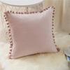 Soft Velvet Cushion Covers Plush Material Pom Pom Pillow Case  for Home Decoration