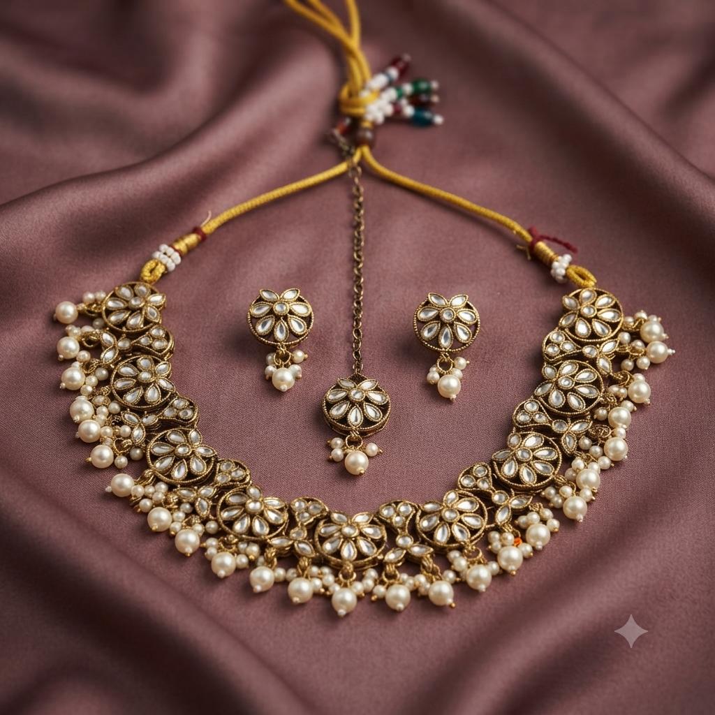 Gold Plated Kundan Jewelry set Indian Traditional Wedding Jewelry set for women