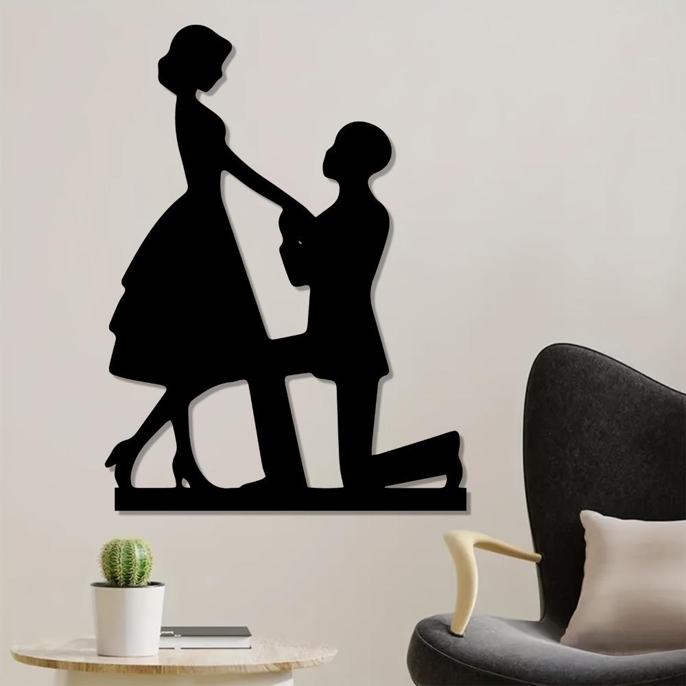Metal Wall Art Proposal Scene Romantic Statue Mural Valentine Gift Wedding Anniversary Home Decor Rust Resistant Sculpture