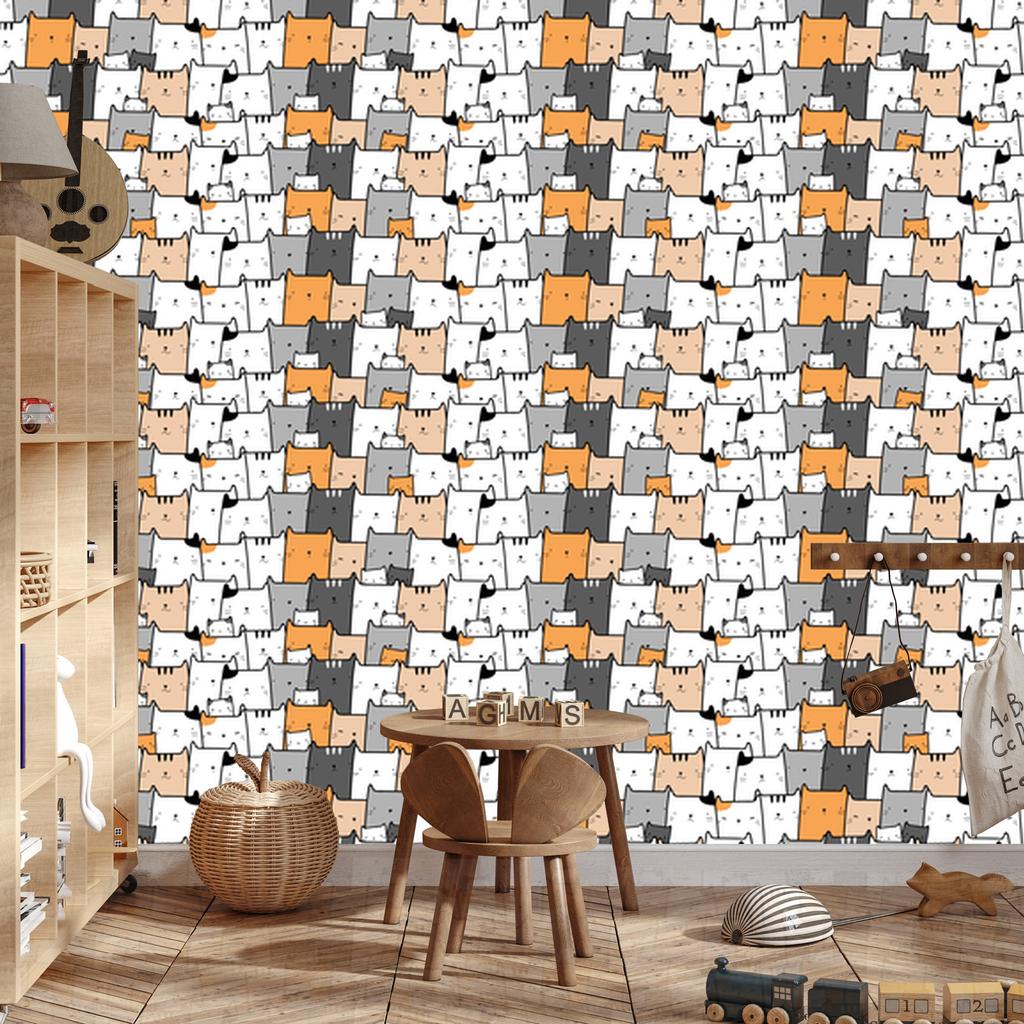 Cheerful kittens wallpaper for living room and bedroom 50x1000