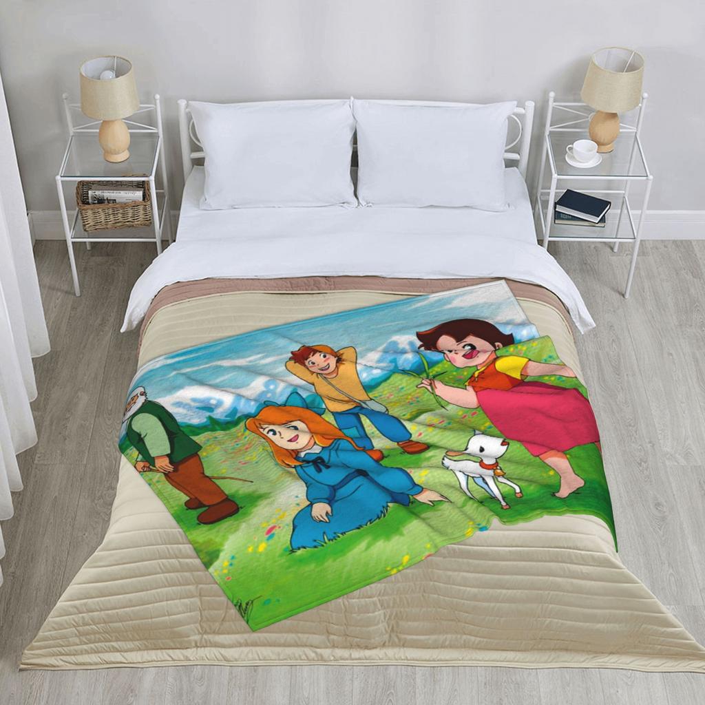 Heidi Ein Mädchen aus den Alpen Korallenfleece Decke Cartoon Anime für Bettwäsche Gestrickte Decke Reise Leicht Multifunktional