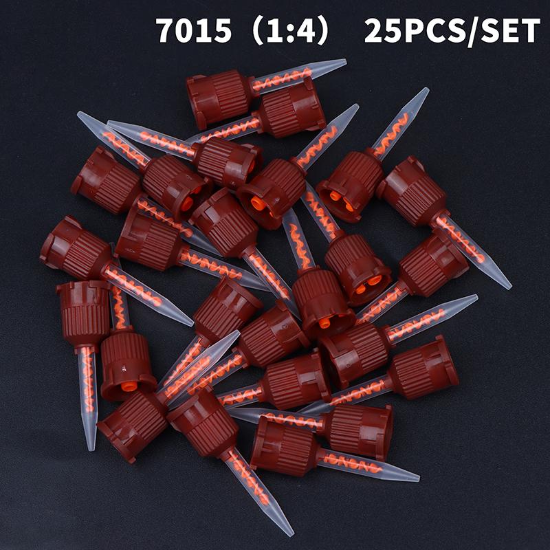 25Pcs Dental Disposable Mixing Tips Intra Oral Nozzle Smooth Glue Output For Silicone Resin Dental Clinic Restoration
