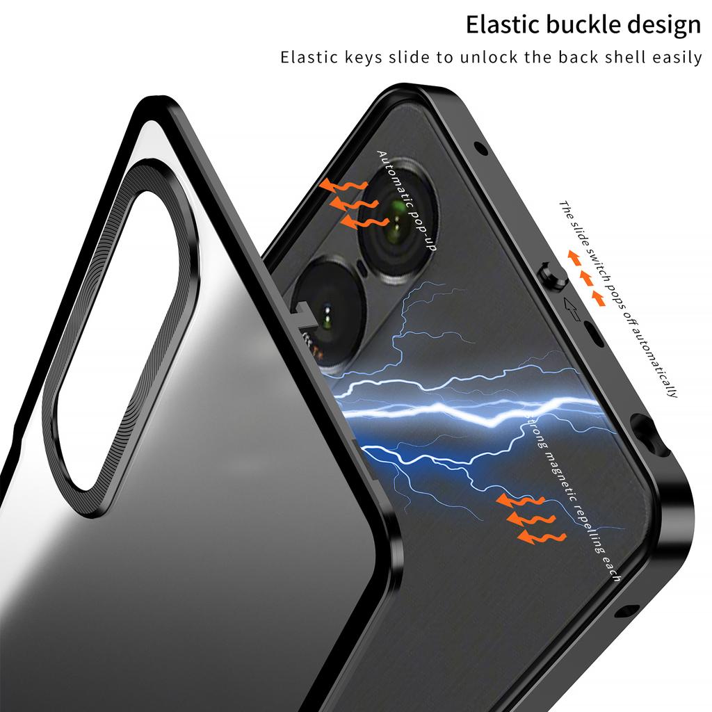 Pentru Sony Xperia 1 VII Husă Mată Aliaj de Aluminiu+PC Husă Telefon Închidere Snap Pop-Up