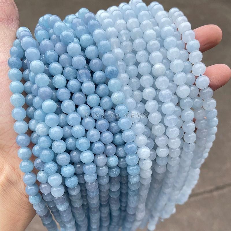 Natural Stone Sea Blue Chalcedony Beads Round Loose Spacer 6 8 10mm Pick Size For Jewelry Making Necklace Bracelet Accessory