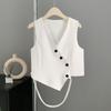 Women's 2024 Summer Irregular Black Sleeveless Suit Vest