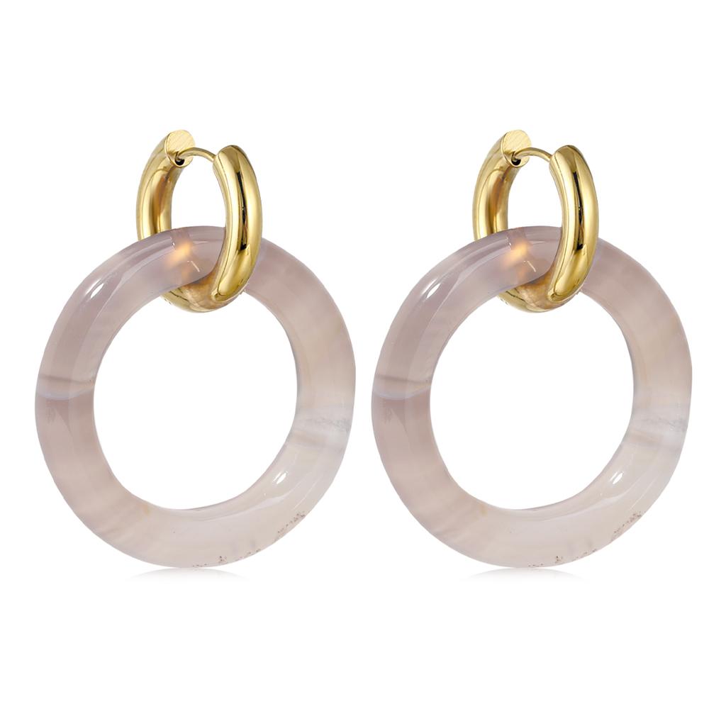 Natural Gemstone Woman Earrings Oversized Hoop Stainless Steel Earrings Wedding Party Jewelry Gifts Women's Fine Jewelry