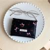 New Cherry Bow Printing Bow Printing Coin Purse Multi-Slot Tri-fold Short Wallet PU Leather Coin Pouch Women