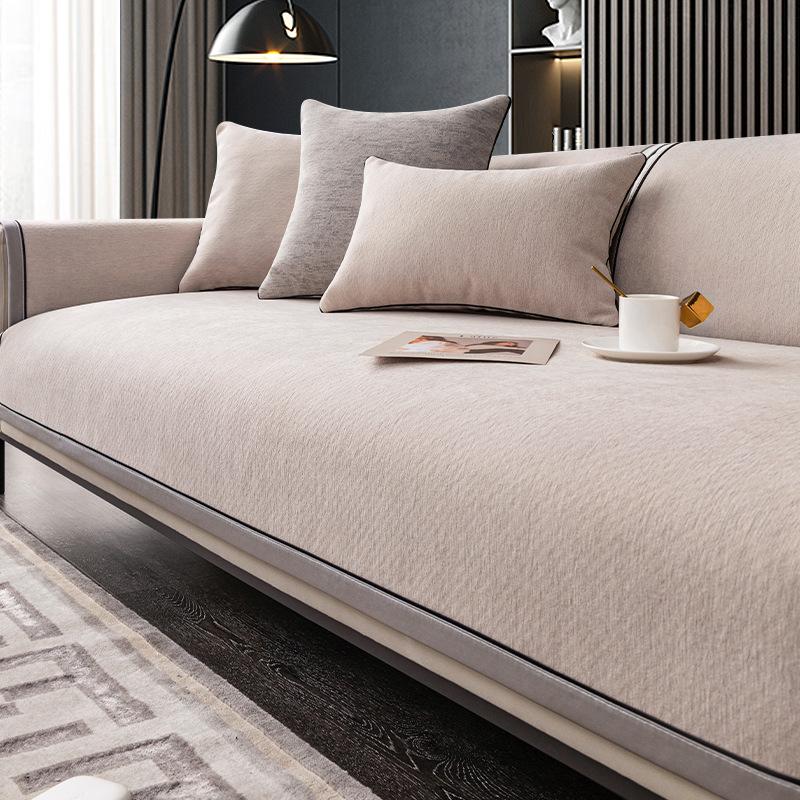 Chenille Sofa Cushion, Universal Anti-slip Cushion for All Seasons, Light Luxury Leather Sofa Cover, Modern High-end Backrest Cover Cloth