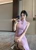 New Chinese Gentle Sexy Wind Off the Shoulder Modified Dress High Waist Internet Celebrity Temperament Show Figure Split Skirt