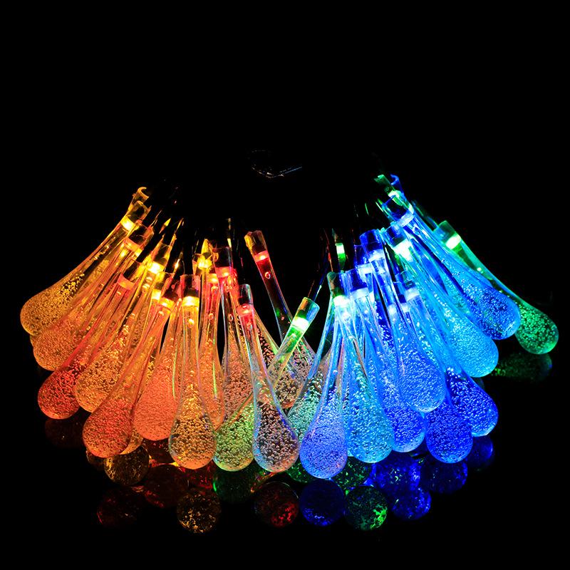 Solar String Lights: 20 LED Water Drop Design, Colorful, Waterproof, Ideal for Outdoor Camping and Courtyard Decoration.
