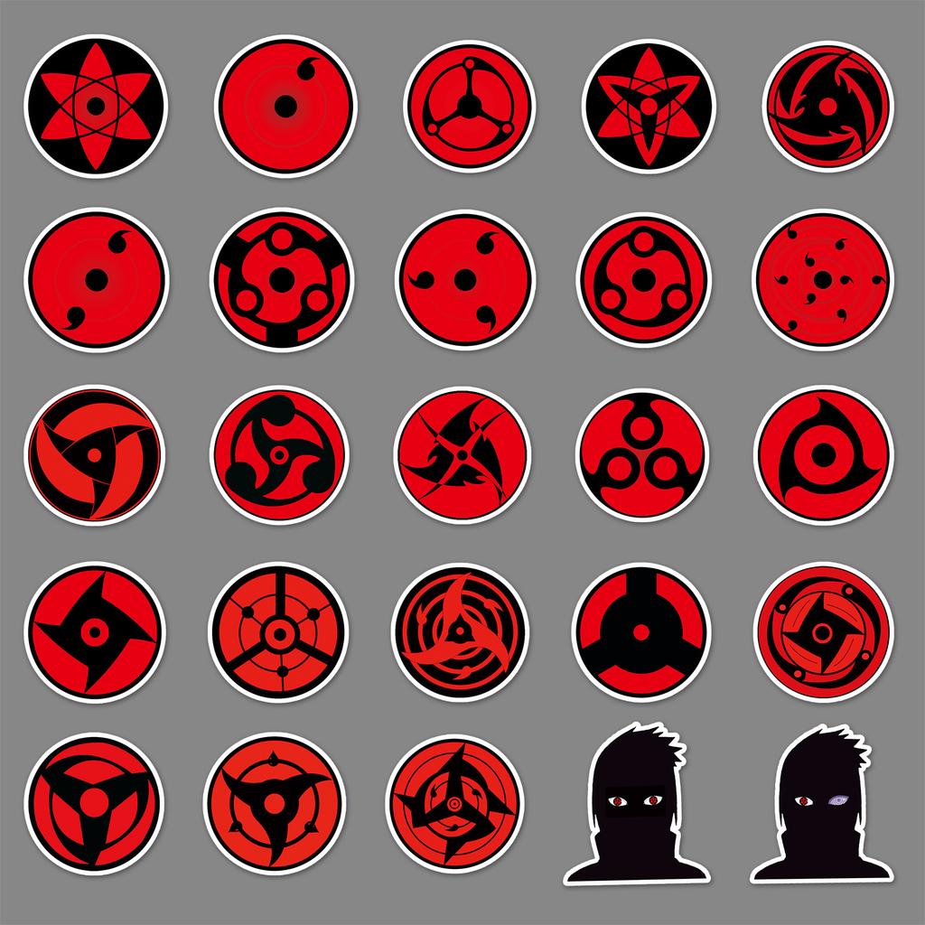 50 Sharingan Doodle Personalized Japanese Comics Creative Children's DIY Skateboard Mobile Suitcase Stickers Waterproof