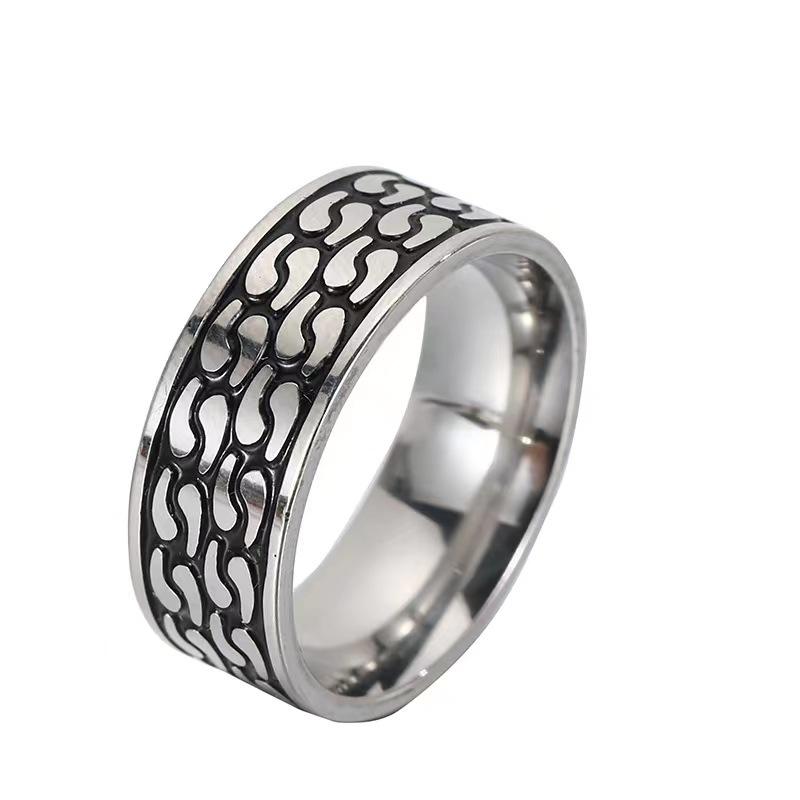 1Pcs Men's and Women's Ethnic Style Simple Retro Stainless Steel Ring