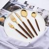 20 piezas/5 piezas de vajilla de acero inoxidable cuchillo tenedor cuchara espejo plata dorado mango de madera lavavajillas cocina cubiertos occidentales