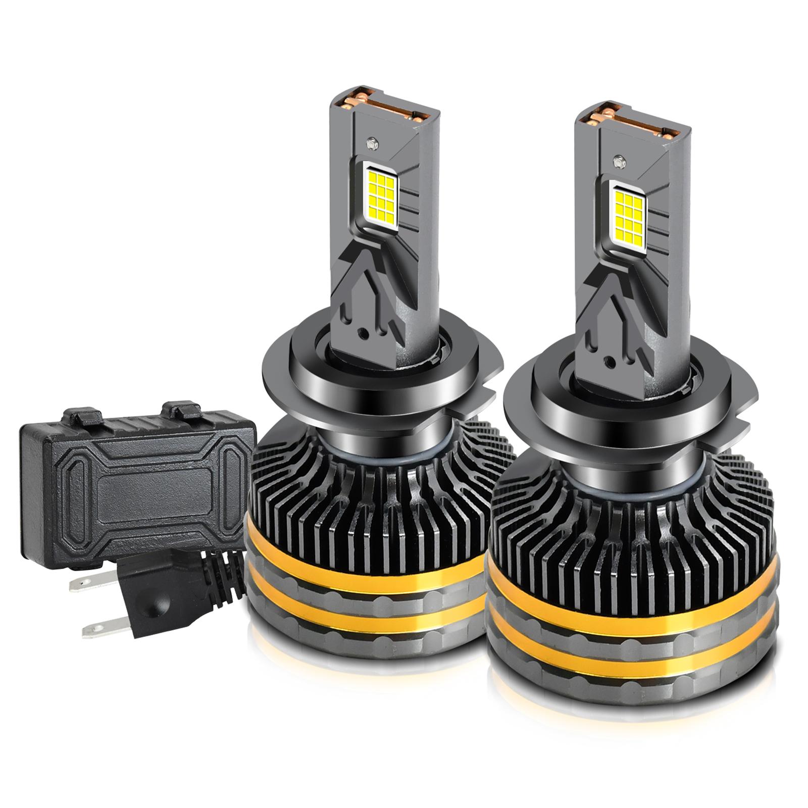 

9006 Светодиодные лампы для фар IP68 Водонепроницаемые автомобильные светодиодные лампы для фар 6000K 200W 20000LM Яркие светодиоды H7 чёрный