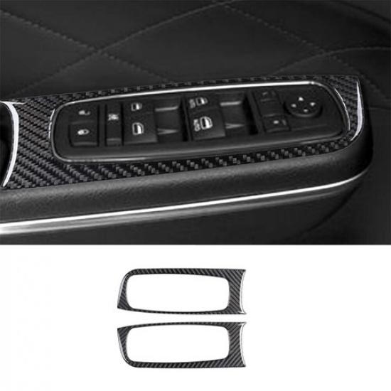 For 2015- Chrysler 300 Carbon Fiber Front Door Control Frame Cover Trim