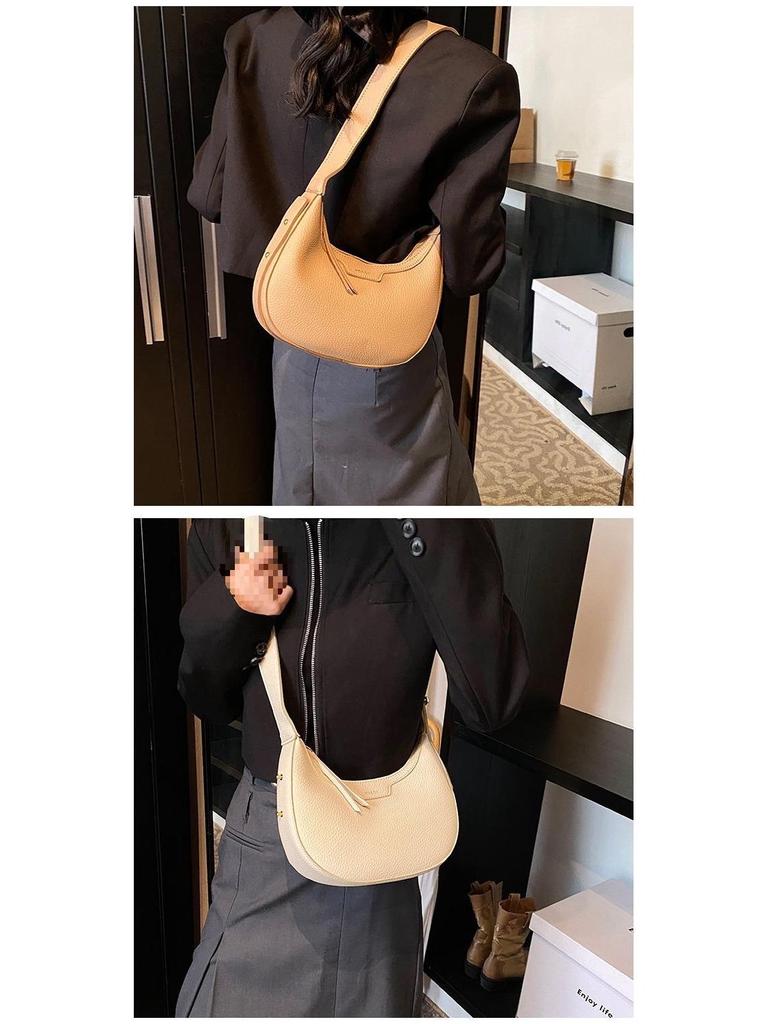 Korean Style Women's Versatile Half-Moon Crossbody Saddle Bag - 2025 Casual Fashion Crescent