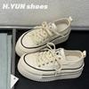 Thick-soled heightening canvas shoes women's spring new muffin bottom breathable low-top casual shoes versatile board shoes