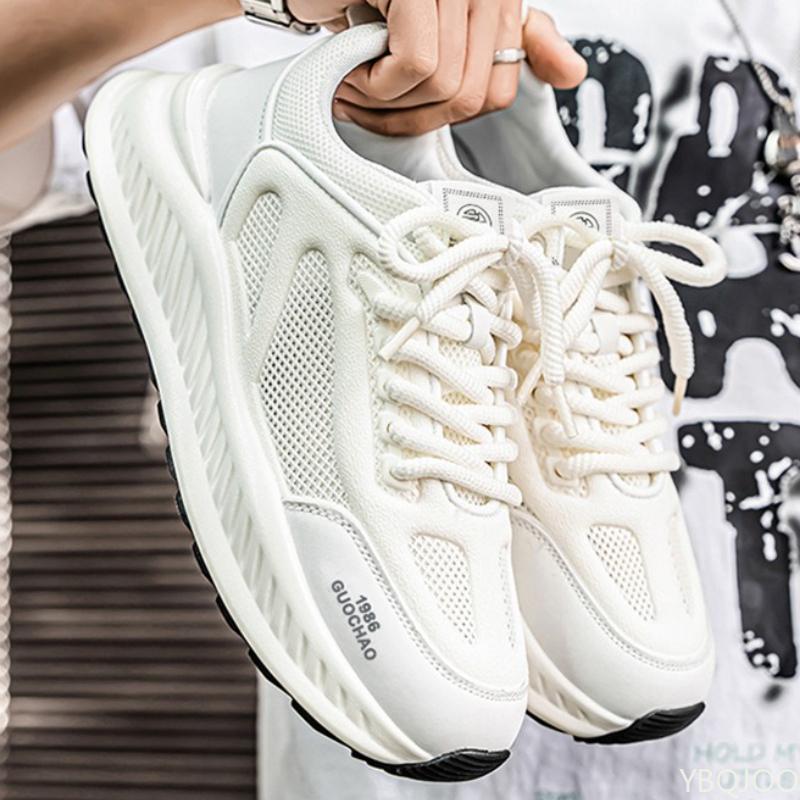 Men's new spring breathable hollow mesh shoes casual versatile height increasing running sports shoes Fashionable sneakers