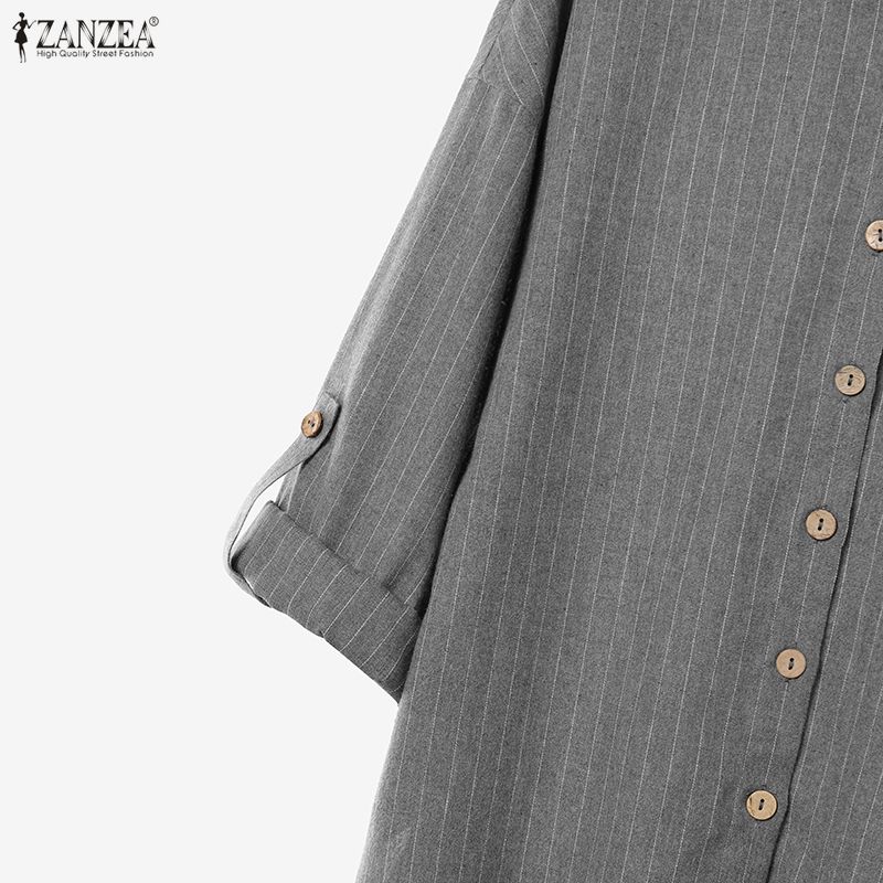 ZANZEA Seturi de Costume din Două Piese pentru Femei, cu Bluză cu Mânecă Lungă și Pantaloni Lungi, cu Dungi