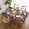 1 Piece, Colorful Bohemian Style Printed Tablecloth + 4 Self-Adhesive Stickers, Embossed Edges, Suitable for Home Kitchen, Living Room Dining Table, B