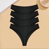 FINETOO 4Pcs Cotton Ribbed Underwear Women's Sexy Low-Waist Breathable Thongs Girls Sports Panties Stretchy T Back Soft Lingerie