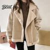 Long Sleeve Coat Turn-down Collar Thick Heat Women Jacket Fall Winter Retention Loose Sleeves Zippered