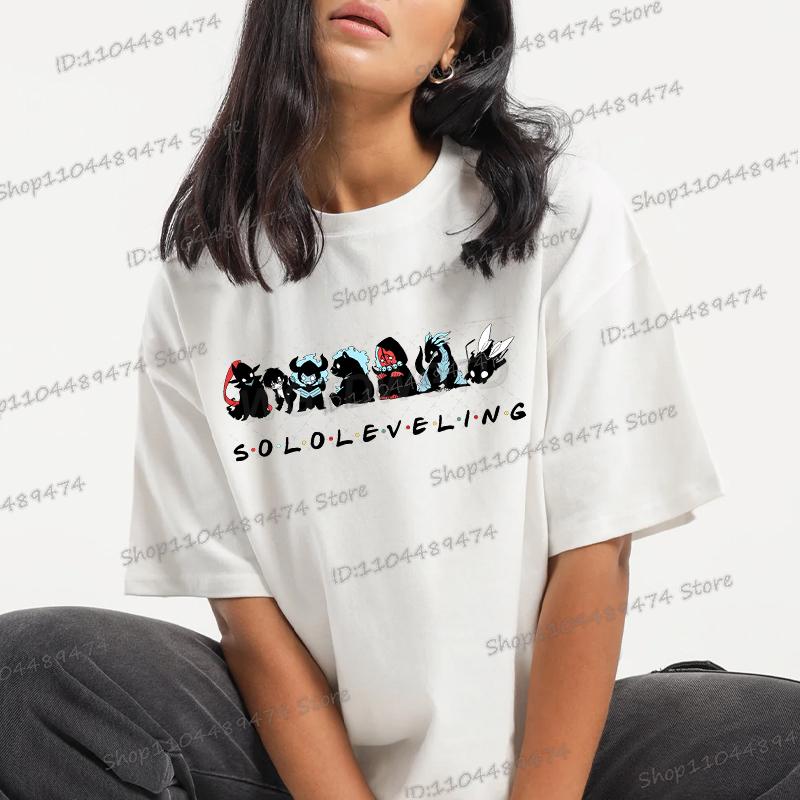Anime Print Solo Leveling T-shirt Unisex Casual Loose Cool Manga Y2K Tops Sung Jin-Woo Graphic Men Women Funny Fashion Clothes