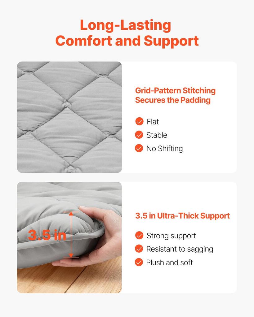 Japanese Tatami Mat, Queen Size Foldable Japanese Tatami Mattress, Futon Mattress with Storage Bag & Fastener, 9-Layer Floor Mat for Sleeping, Dorm,
