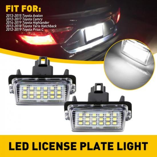 Pair 18SMD LED License Light Plate Replacement Lamp For Toyota Camry Yaris White