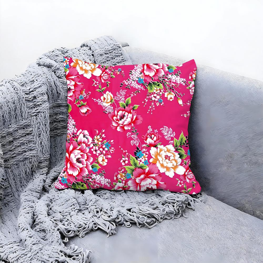 Traditional Chinese Floral Pattern Cushion Cover Premium Comfort Reversible Pillow Cove in One Design for Any Room Car Interior
