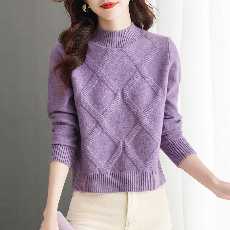 Women's Sweater Loose Thick Knitted Sweater Half High Collar Top Autumn/Winter