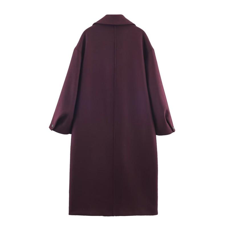 Womens Oversized Long Wool Blend Coat Streetwear Style Loose Fit Winter Outerwear
