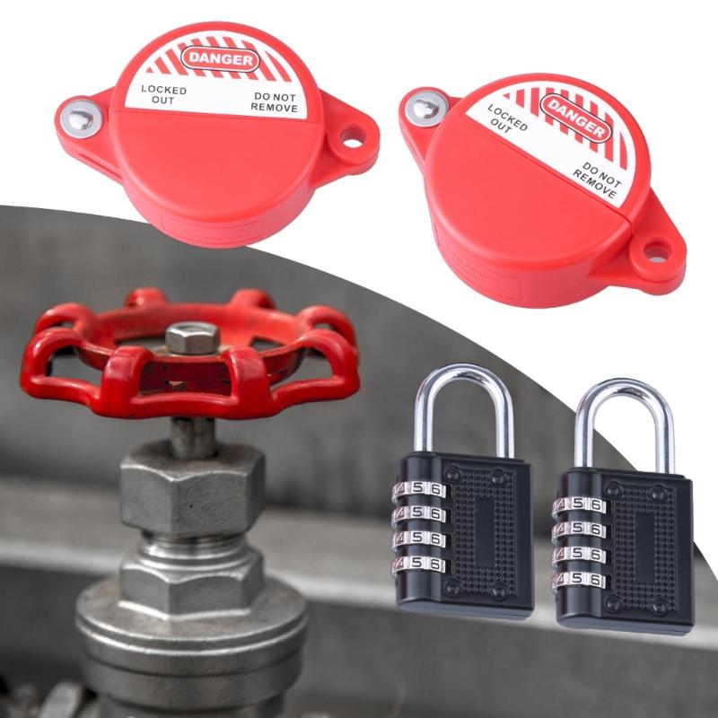 Secure Water Tap Locking Set with Padlock Gate Valves Lockout System Plastic Gate Valves Lock with Combo Lock for Home