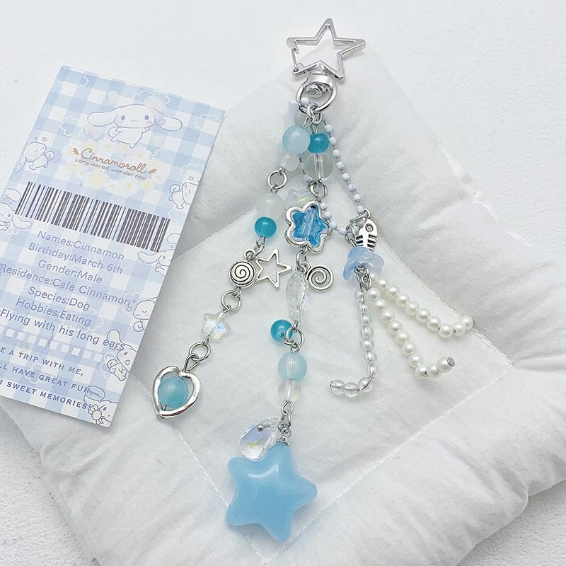 

Брелок Y2K корейский девчачий милый звезда в стиле инс синий океан брелок подвеска для сумки аксессуары для ключей для девочек подарок