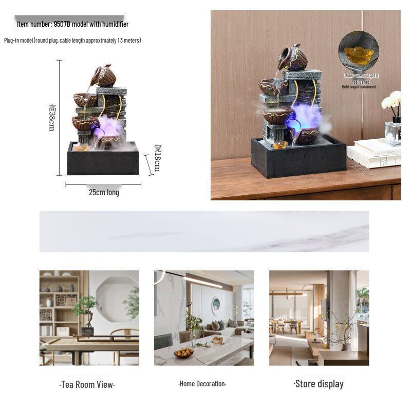 Popular Resin Water Feature: Small Zen Desktop Fountain for Wealth and Tranquility