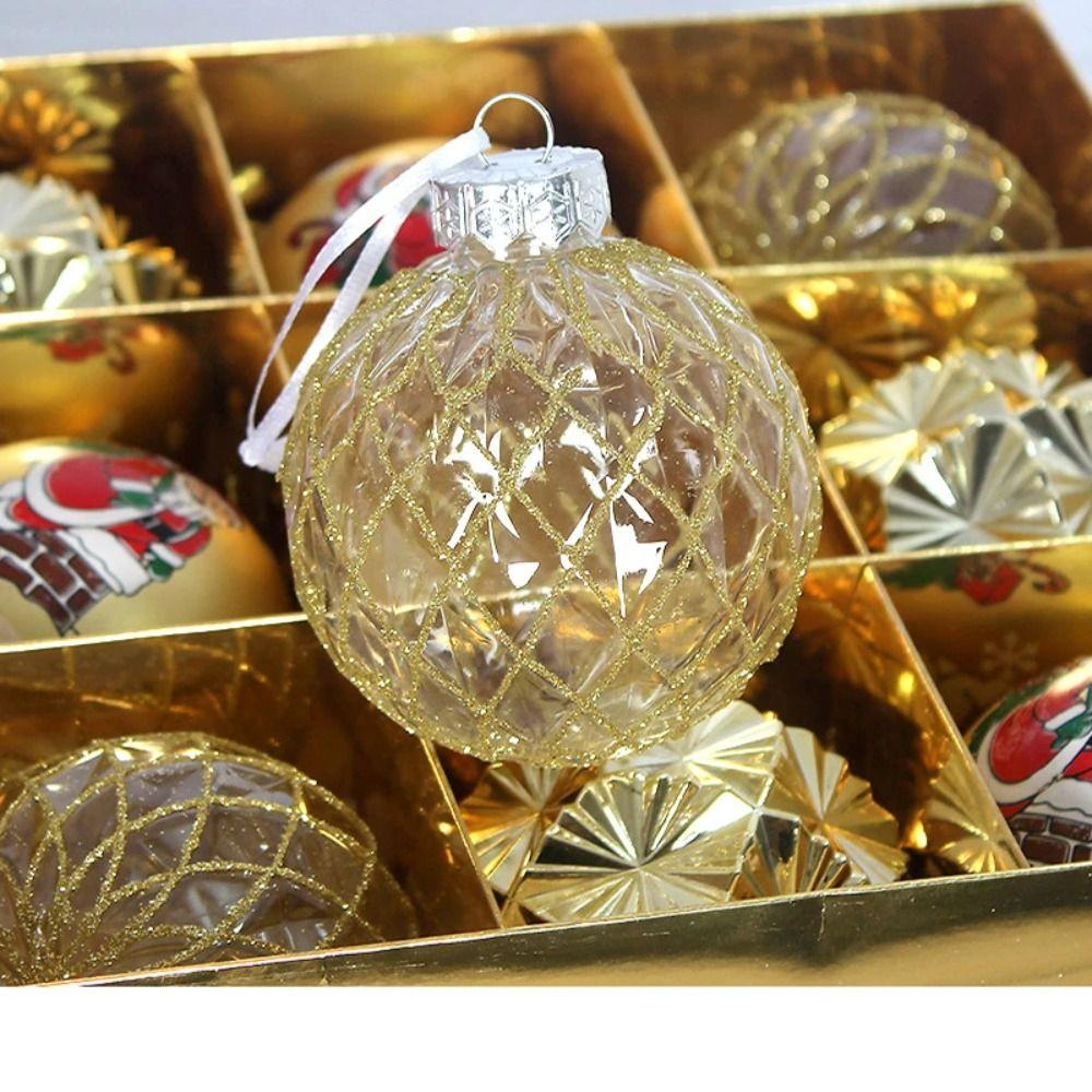 9PCS/Box Colorful Christmas Tree Pendant 8cm Electroplated Ball Christmas Ball Party
