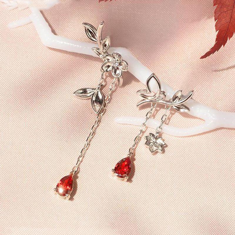1Pair Cartoon Anime Tian Guan Ci Fu Earrings Hua Cheng Xie Lian Ear Studs For Women Couples Flower Jewelry Accessories Gift
