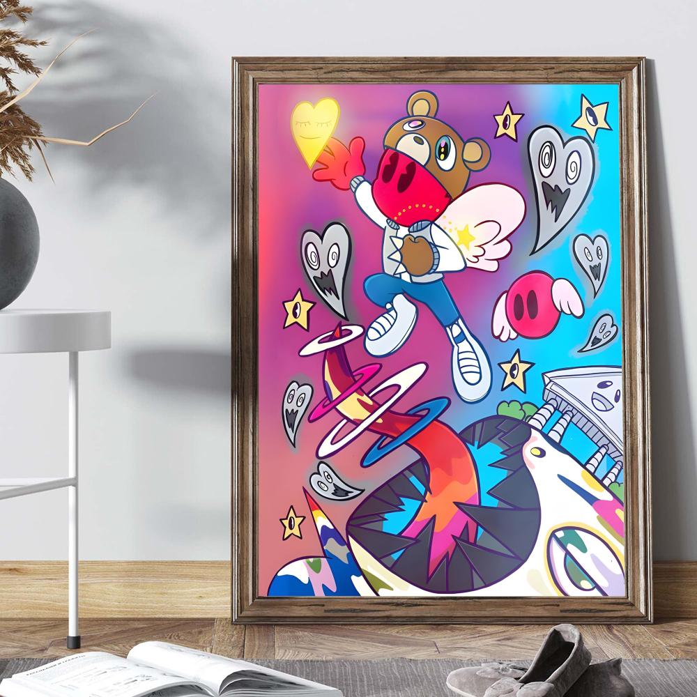 

Канье Уэст рэпер музыка Белая книга Плакат Самоклеящийся художественный постер Необычная наклейка на стену для гостиной Бар Декор Картина 21cm×30cm NoFrame