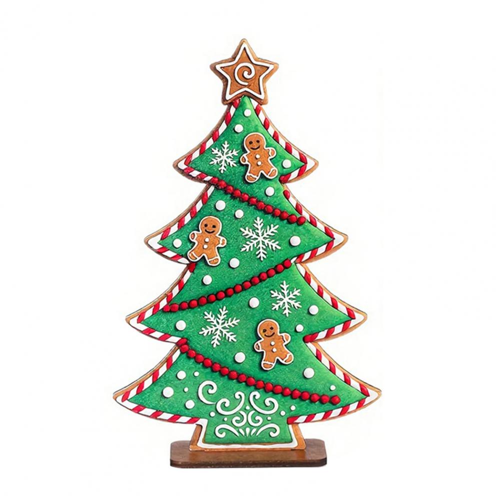 

Holiday Ornament Party Decorations Gingerbread Man Christmas Tree Decor Pastel Wooden Centerpieces for Xmas Party for Fireplace зелений