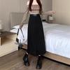 Plus Size Grey Casual Suit with High Waist Slimming Straight Midi Skirt, Versatile Long A-line Skirt for Women 2024
