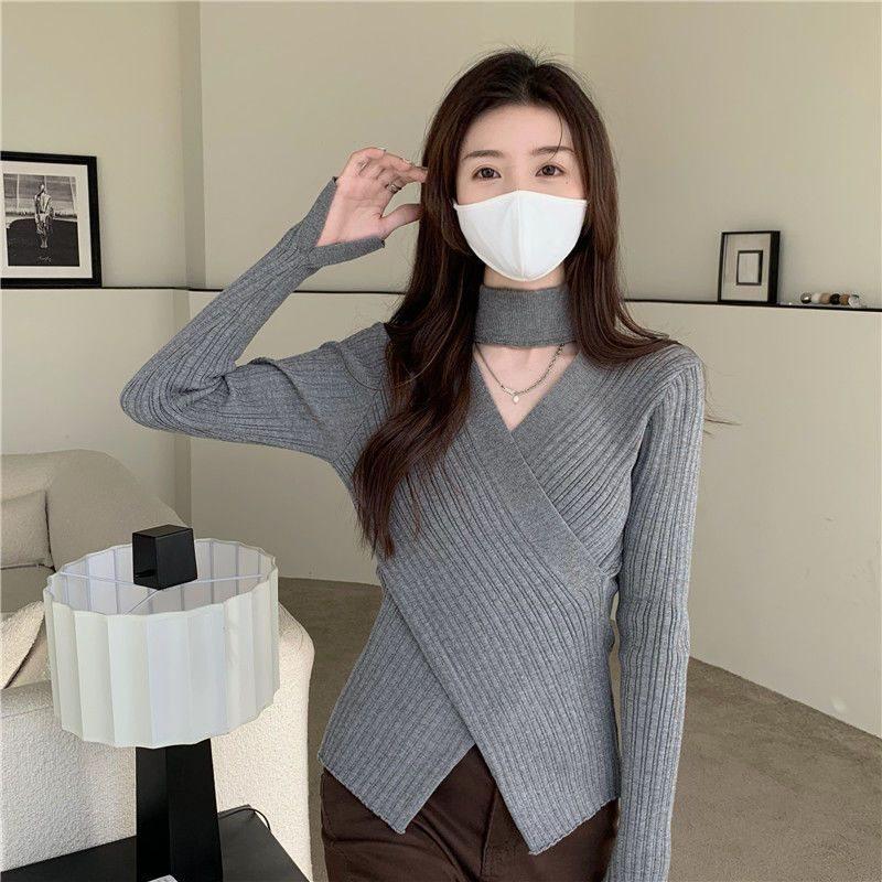 

Women s Spring Halterneck Long Sleeve Slimming Sweater - Pure Desire Knitwear L (Recommended 96-105 jin)