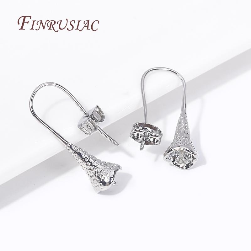 Trendy French Trumpet Earring Hooks Accessories Rhodium/18K Gold Plated Pearl Ear Wire Mounting DIY Pearls Earring Findings