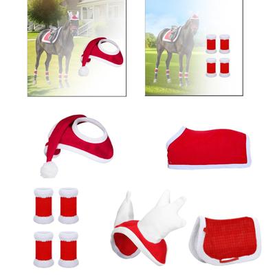 Koňská vánoční čepice Koňská čepice Santa Pokrývka hlavy Hřejivá Jezdecké Závodní Vánoční Koňská čepice Klobouk na koňskou párty pro hospodářská zvířata, Kostým