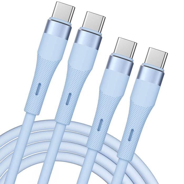Lot de 2 Câble USB-C vers USB-C Rapide 60W pour Xiaomi 15 13T, 13T Pro, 14T-14T Pro, 14 Ultra, Xiaomi 12-12X-12T - Bleu 1 Mètre