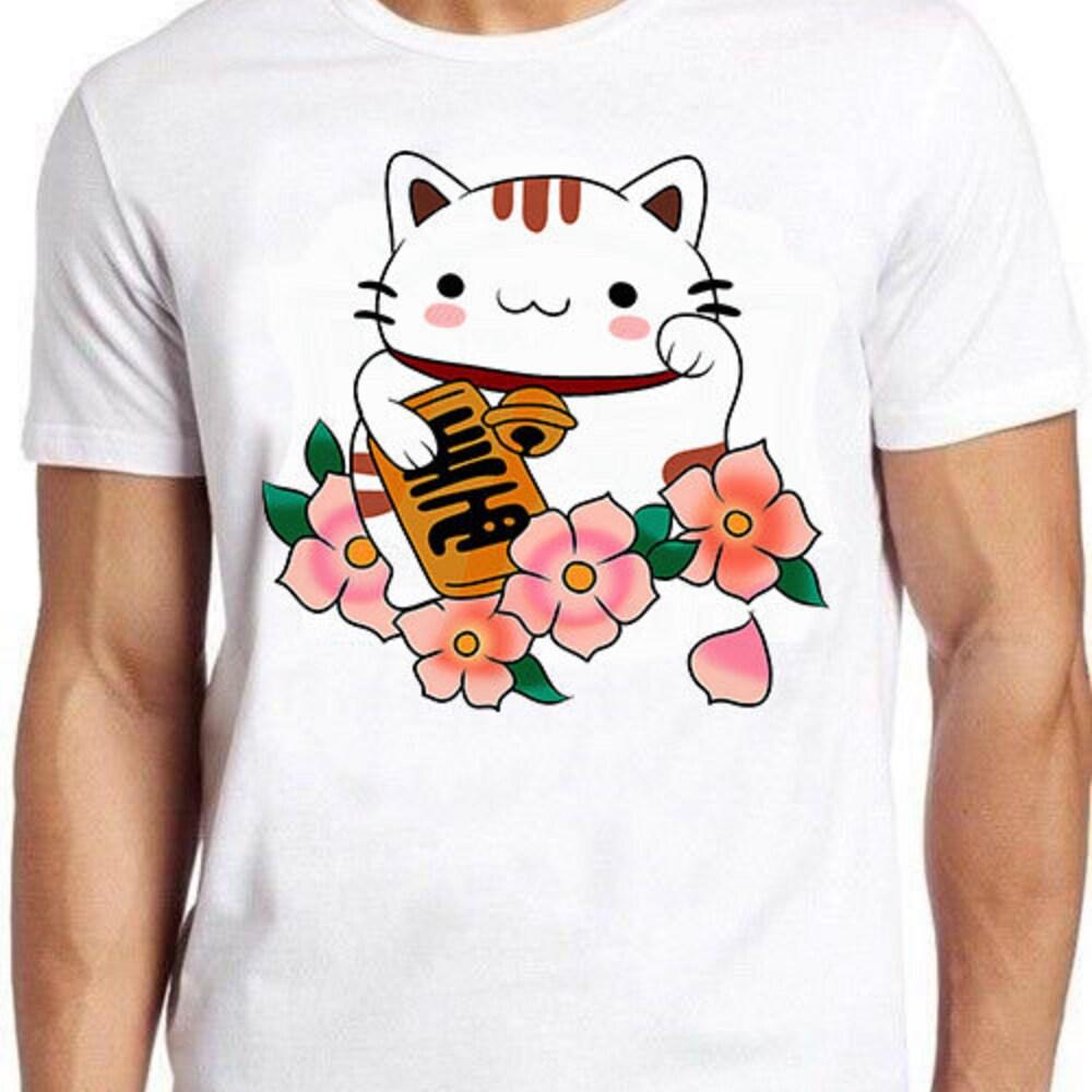 

Футболка из 100% хлопка плотностью 230 г/м2 с изображением счастливого кота Манеки Неко, удачи, счастья, богатства, мема, подарка, забавного стиля, унисекс, культового фильма, музыки, футболка 824 XS белый