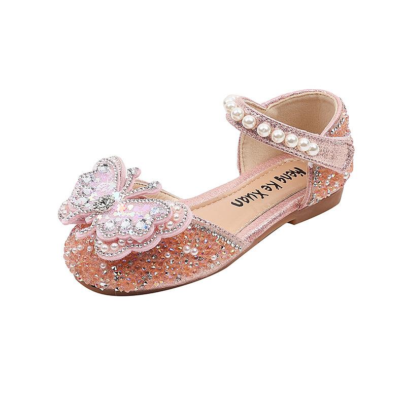 Spring and Autumn New Girls Sandals Girls Princess Rhinestone Shoes Leather Shoes Dance Performance Shoes