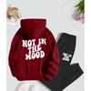 Unisex American Style Velvet Hoodie Set with Letter Print