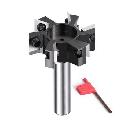 6-blade Replaceable Spoilboard Surfacer Bit, 12mm Shank, 2-inch (50.8mm) Blade Diameter, for CNC Trimmers.