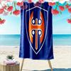 Blue and Orange Shield Emblem Design Patterned beach towel quick dry perfect for travel outdoor sports jogging the beach and swimming